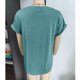 thumbnail image 2 of Top con botones y cuello en V para mujer, blusa holgada informal elegante de Color liso, camisa de manga corta para trabajo de oficina, verde oliva XL, 2 of 3