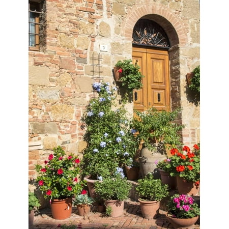 Italy, Tuscany. Flowers by House in the Medieval Town Monticchiello Print Wall Art By Julie (Best Towns In Tuscany)