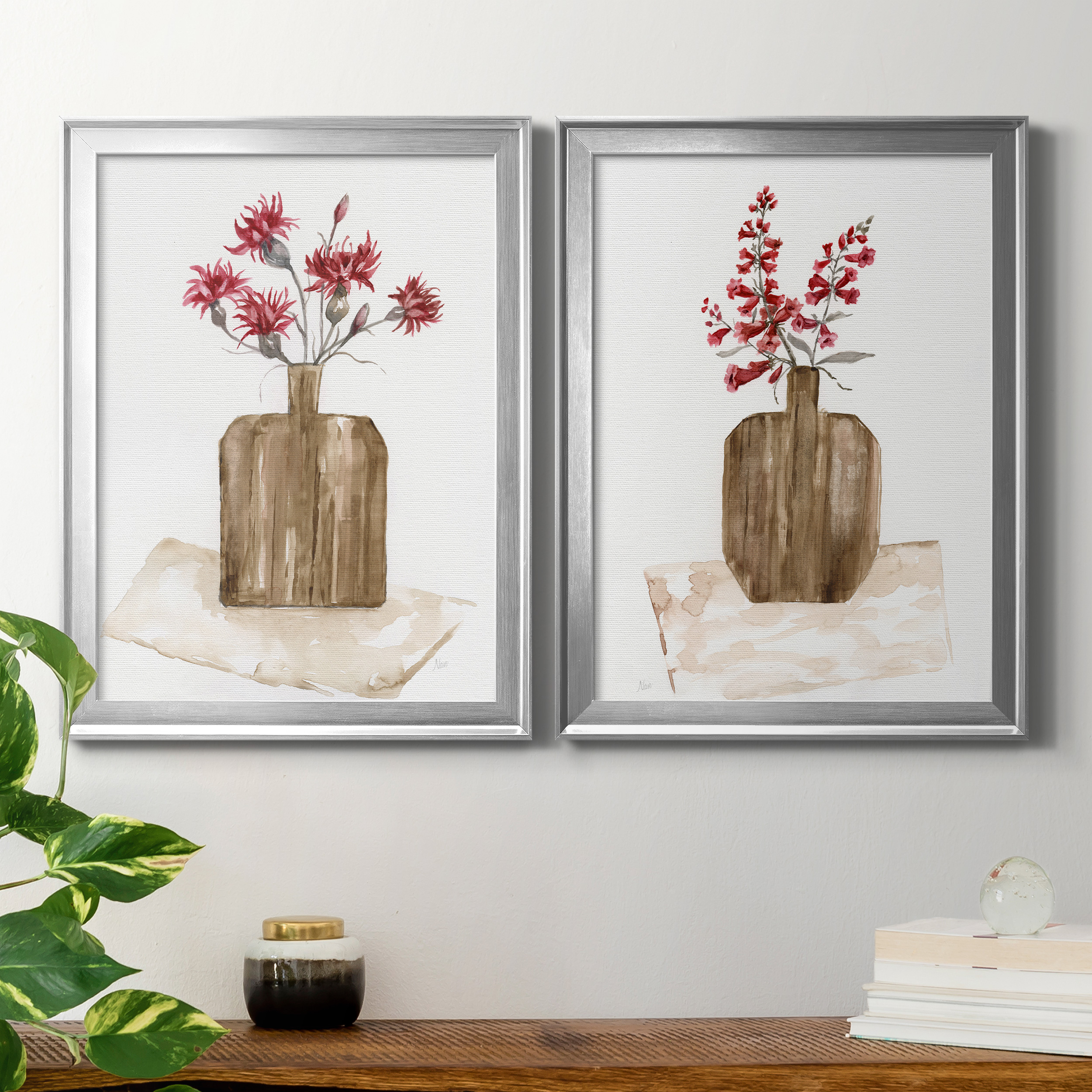 2 Piece Set Simply Country I Premium Framed Canvas - Ready to Hang - 18.5 x 24.5 Each - Silver Frame