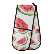 Yayeee Double Oven Mitt Kitchen Heat Resistant Baking 35" x7" Quilted Glove, White Watermelon