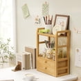 thumbnail image 2 of BathWay Bamboo Bathroom Countertop Organizer, 2-Tier Makeup Organizer with 2 Drawers, Vanity Organizer Storage Coffee Matcha Station, Compact Shelf for Bathroom Kitchen Office, Black, 2 of 8