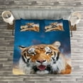 thumbnail image 3 of Ambesonne Tiger Quilted Bedspread Set 3 Pcs, Calm Wild Animal Sunset, King Size, Multicolor, 3 of 3