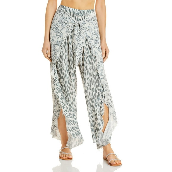 Surf Gypsy Printed Wrap Pants Swim Cover-Up, Gray, Medium