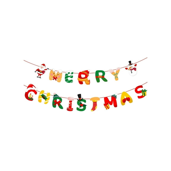 Cevemin 1 Pc Christmas Paper Garland Banner - Multicolor Holiday Hanging Decor with Santa Snowman Patterns for Xmas Tree Home Party Supplies