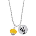 thumbnail image 1 of Delight Jewelry Yellow Faceted Glass Goldtone Spinner Silvertone Script Initial Disc - Y - Charm Necklace, 20"+3", 1 of 4