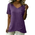 thumbnail image 6 of tarylea Womens T-Shirts Deep V Neck Rolled Short Sleeve Comfy Casual Loose Summer Dailywear Cute Tees, 6 of 8