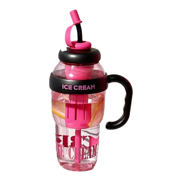 Wosthever Vaso de plástico con recipiente para té, bebidas frescas y separadas, vaso con pajita, vasos de plástico con pajita Teteras negro