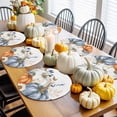 thumbnail image 3 of Fall Round Placemats Set of 4 Blue White Pumpkin Place Mats Thanksgiving Woven Placemat Autumn Eucalyptus Leaves Flower Circle Braided Table Mat for Kitchen Dining Table Party Home Decor 15 Inch, 3 of 9