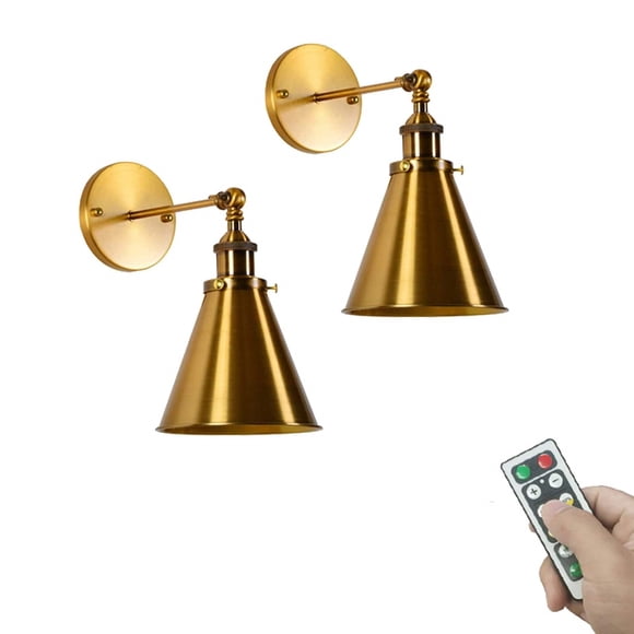 FSLIVING 2-Lights Battery Run Indoor Wall Sconce Remote Control Dimmable