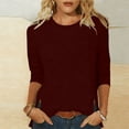 thumbnail image 2 of LNWUY Tops for Women 3/4 Sleeve Crewneck Cute Basics Tees Casual Fashion Spring Summer T Shirts Business Work Tee Top Red L, 2 of 5