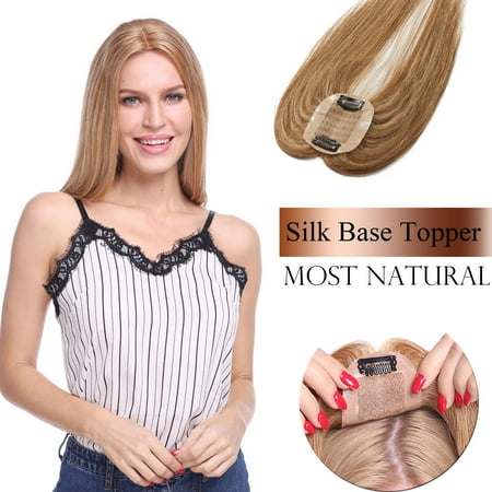 S Noilite 100 Density Top Hair Pieces Silk Base Crown Topper