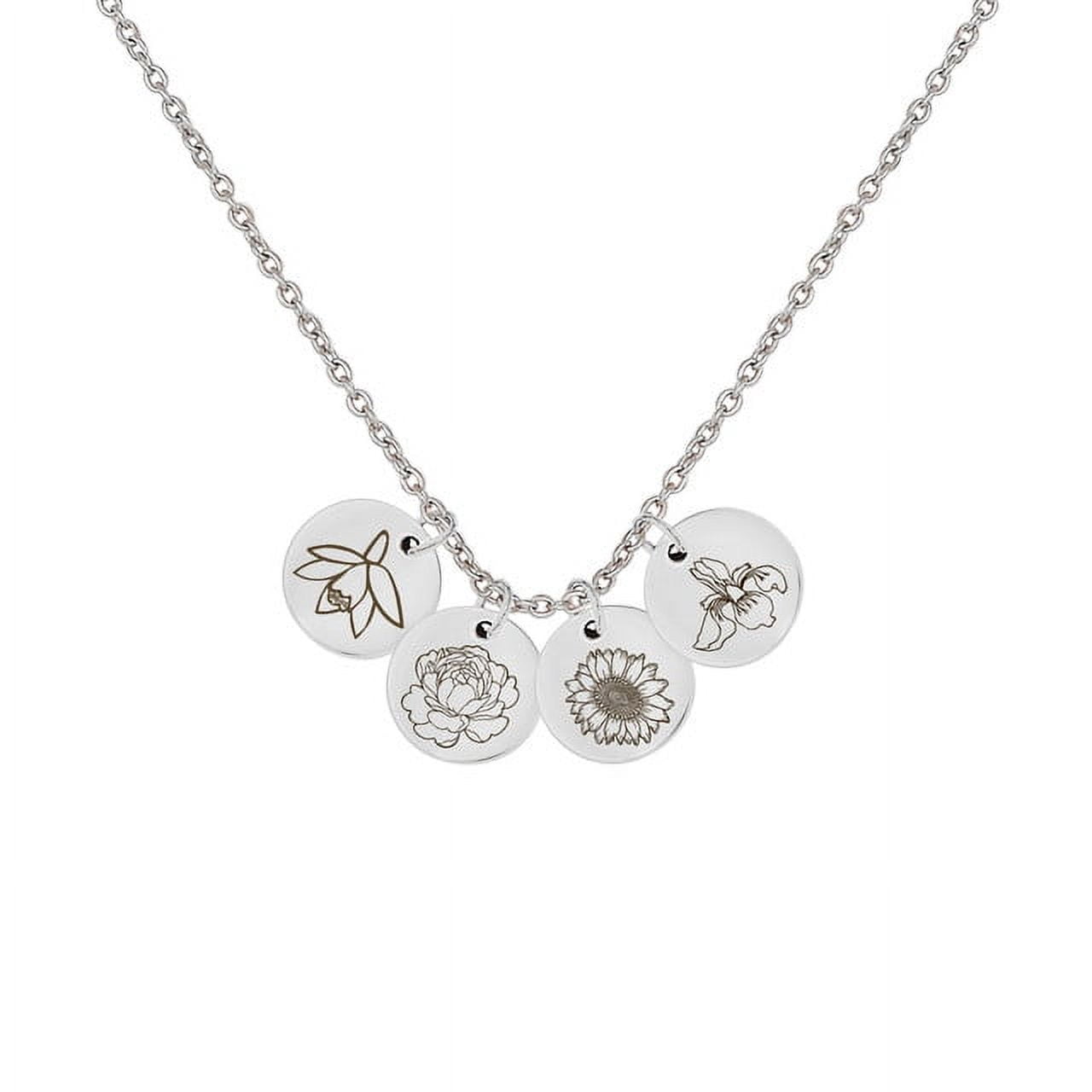 Personalized Birth Flower Necklace - Birthflower Necklace With Back Initial - Poppy Flower Charm - Birth Flower Gift - Birthday Gift for Daughter