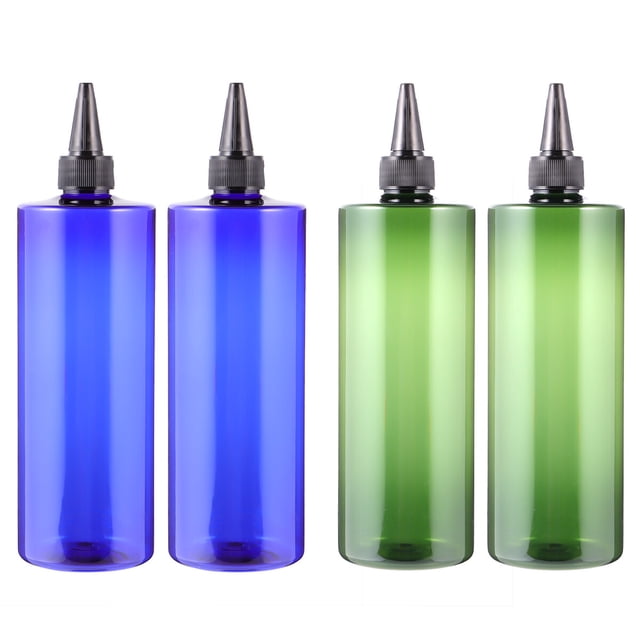 MasteelfCA 4pcs 500ml Hair Dye Bottle Pointed Mouth Hair Color Bottle Applicator Storage Container Refillable Bottles (Random Color)