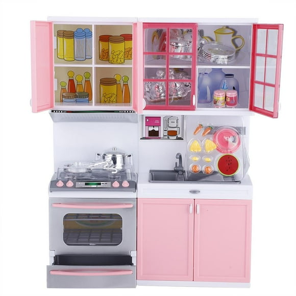 Qiilu Mini Kitchen Pretend Role Play Toy Set Funny Kitchenware Playing House Gifts for Kids Girls , Kitchen Role Play Toys, Kitchen Toy Set