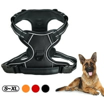 Dog Harness, No-Pull Pet Harness with 2 Leash Clips, Adjustable Soft Padded Dog Vest, Reflective No-Choke Pet Oxford Vest with Easy Control Handle for Large Dogs, Black, M