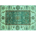 thumbnail image 1 of Ahgly Company Indoor Rectangle Oriental Turquoise Blue Traditional Area Rugs, 5' x 7', 1 of 4