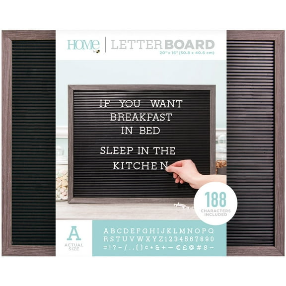 DCWV Framed Letterboard 20"X16"-Gray Stained W/Black Insert