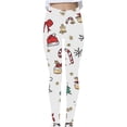 thumbnail image 5 of Yeaiivve Women's Workout Leggings Christmas Cartoon Printed Yoga Pants Comfy High Waisted Skinny Pant Winter Holiday Party Legging White M, 5 of 5