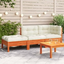 vidaXL Patio Sofa with Cushions and Footstool 2-Seater