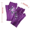 thumbnail image 2 of Xfvqtps Fingerless Gloves for Womens Thumb Hole Wrist Knitting Crochet Flower Embroidery Hollow Out Lace Fashion Thermal Warm Winter Mittens Brown, 2 of 4