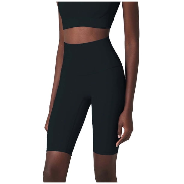 Pincandy Women's High Waist Elastic Waist Yoga Pants, Solid Color, 5-Point Length, Fitness & Daily Use