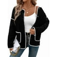 thumbnail image 2 of Cropped Cardigan Sweaters for Women Fall Dressy Casual Long Sleeve Button Down Knit- Jacket Outwear Black L, 2 of 9