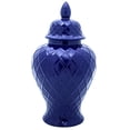 thumbnail image 2 of Red Lantern 20" Diamond Pattern Deep Blue Temple Jar, 2 of 8