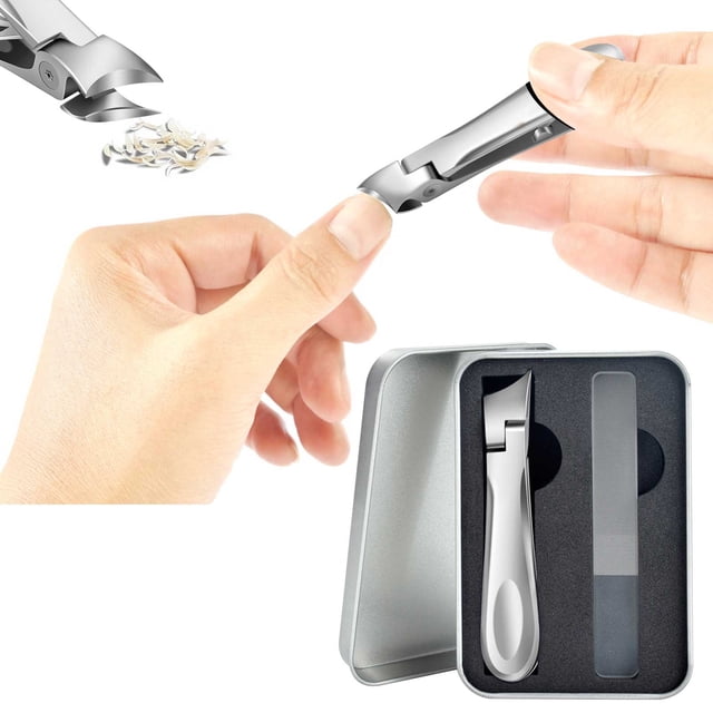 Xihbxyly Cortaúñas de Mandíbula Ancha, Diseño Ergonómico Antisalpicaduras, Corte Preciso con Borde Inclinado, Agarre Cómodo y Antideslizante, Ideal para El Cuidado de Uñas de Manos y Pies, Esencial p