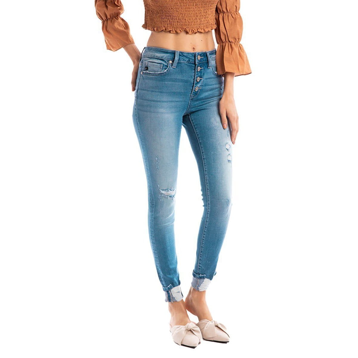 Kan Can Women's High Rise Button Fly 