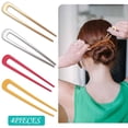 thumbnail image 4 of 4 Pcs Shaped Hair Forks Metal French Hair Pins Simple Hair Sticks for Long Short Hair Accessories for Women Girls DIY Hairstyle Tools, 4 of 5