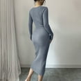 thumbnail image 7 of Roncen Women's Solid Knit Dress - Bodycon Fit Stretchy Pencil Dress with Casual Chic Style, Flattering Silhouette for Daily Wear Office Outfits, 7 of 7