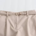 thumbnail image 5 of Womens Fashion Dressy Shorts Belted High Waisted Shorts Loose Casual Work with Pockets Khaki M, 5 of 9