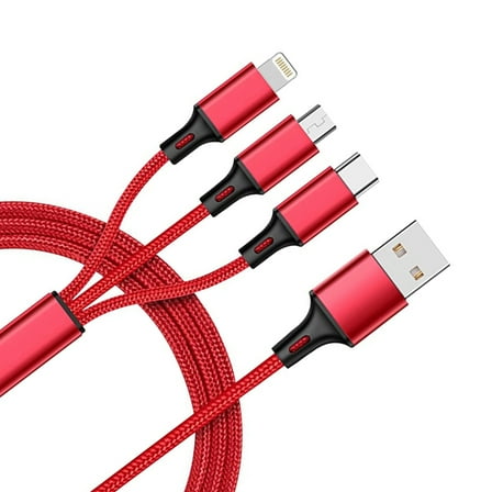 Power Cord 3-in-1 USB Cable for Samsung Galaxy A03s - Charging Wire USB-C Sync High Speed (Type-C, 8-Pin, Micro-USB)