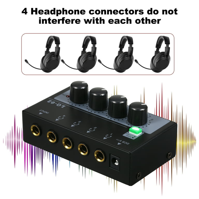 Carevas Headphone Amplifier Mixer 4 Channels Mono Stereo Metal