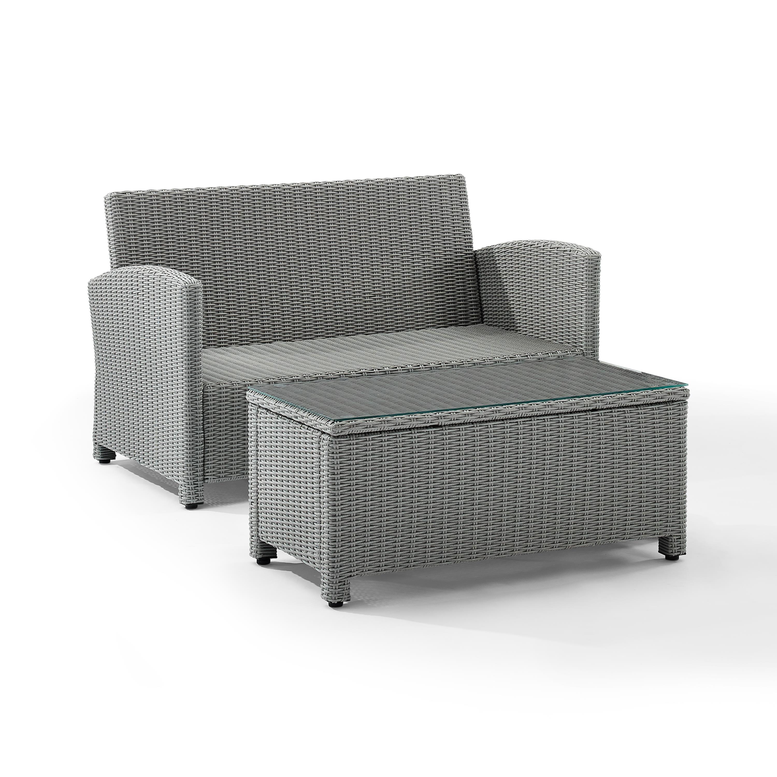 Crosley Bradenton 2 Piece Wicker Patio Sofa Set in Gray - image 4 of 7