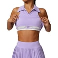 thumbnail image 4 of Luxtrada Women's 2 Piece/Set Short Sleeve Active T Shirt Quick Dry Sports Yoga Tops & Dress (Purple,S), 4 of 8