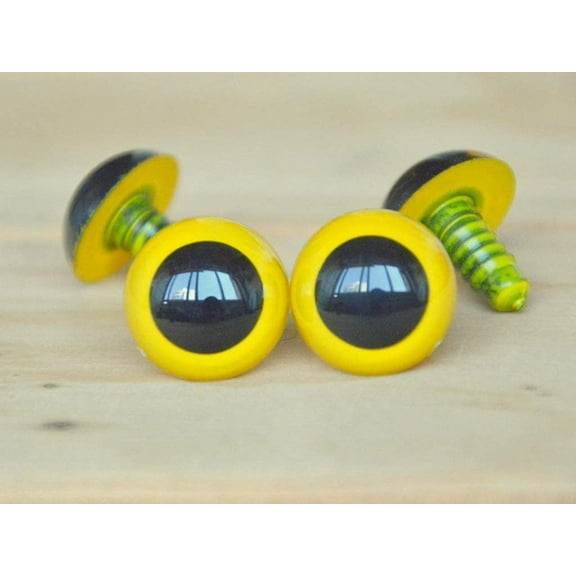 20mm Safety Eyes Plastic Eyes Plastic Craft Safety Eyes Teddy Bear Stuffed Doll Animal Amigurumi DIY Accessories - 10 Pairs (Yellow)