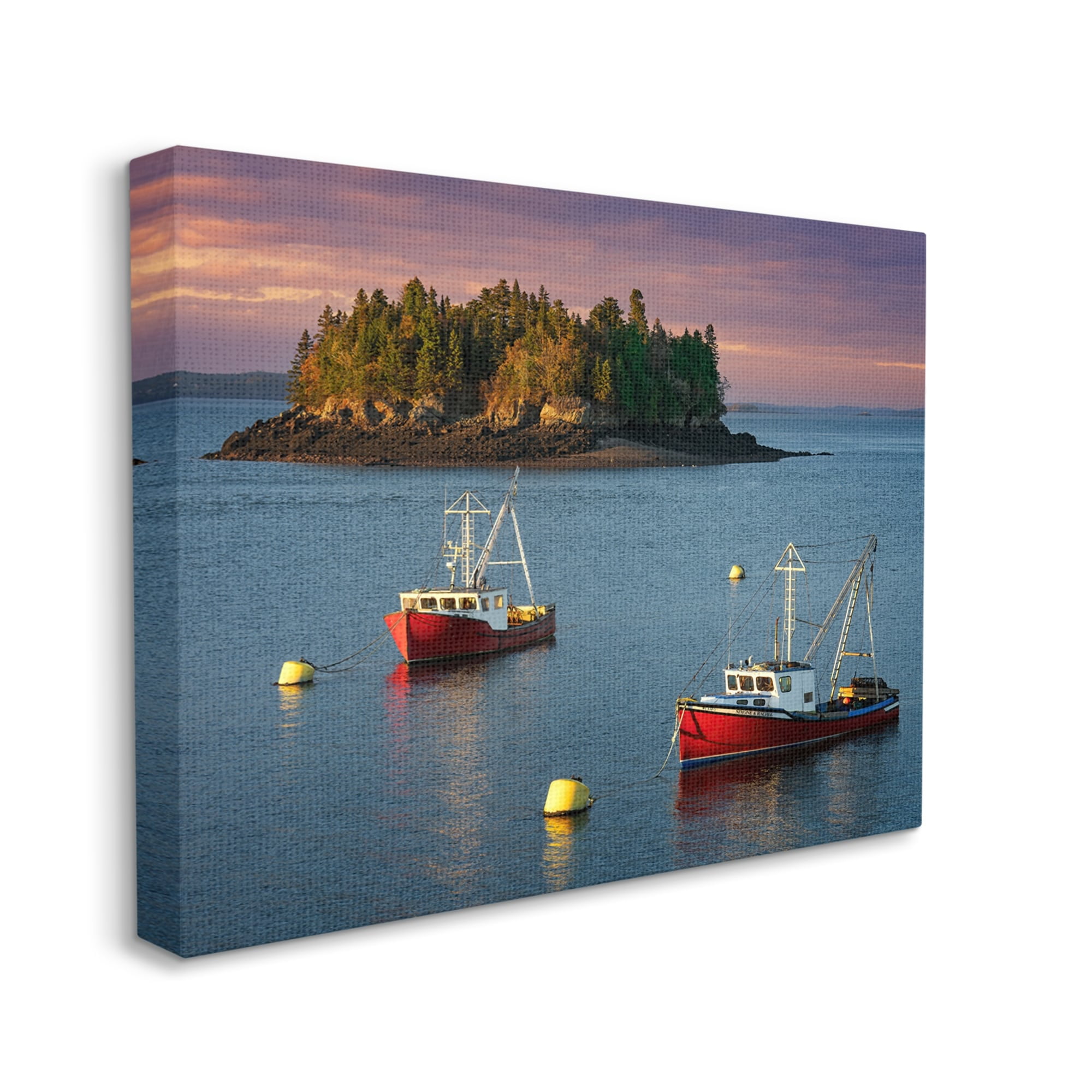 Stupell Boats Sailing Ocean Island Landscape Photography Gallery Wrapped Canvas Print Wall Art
