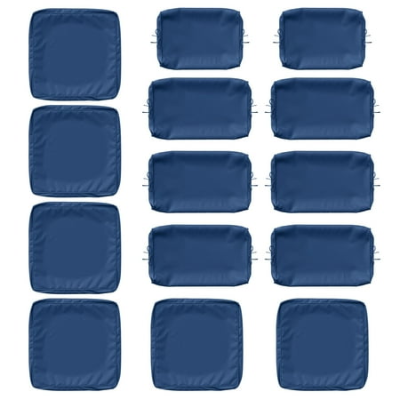Kimunuk 14 Pcs Outdoor Cushion Slipcovers, Replacement Outdoor Patio Cushion Covers with 3 Size, Waterproof and Zippered, Fit for Outdoor Furniture, Patio Sofa Couch, Covers Only, Blue