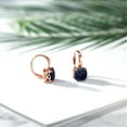 thumbnail image 4 of Gem Stone King 5.64 Ct Cushion Blue Sapphire 18K Rose Gold Plated Silver Earrings, 4 of 4