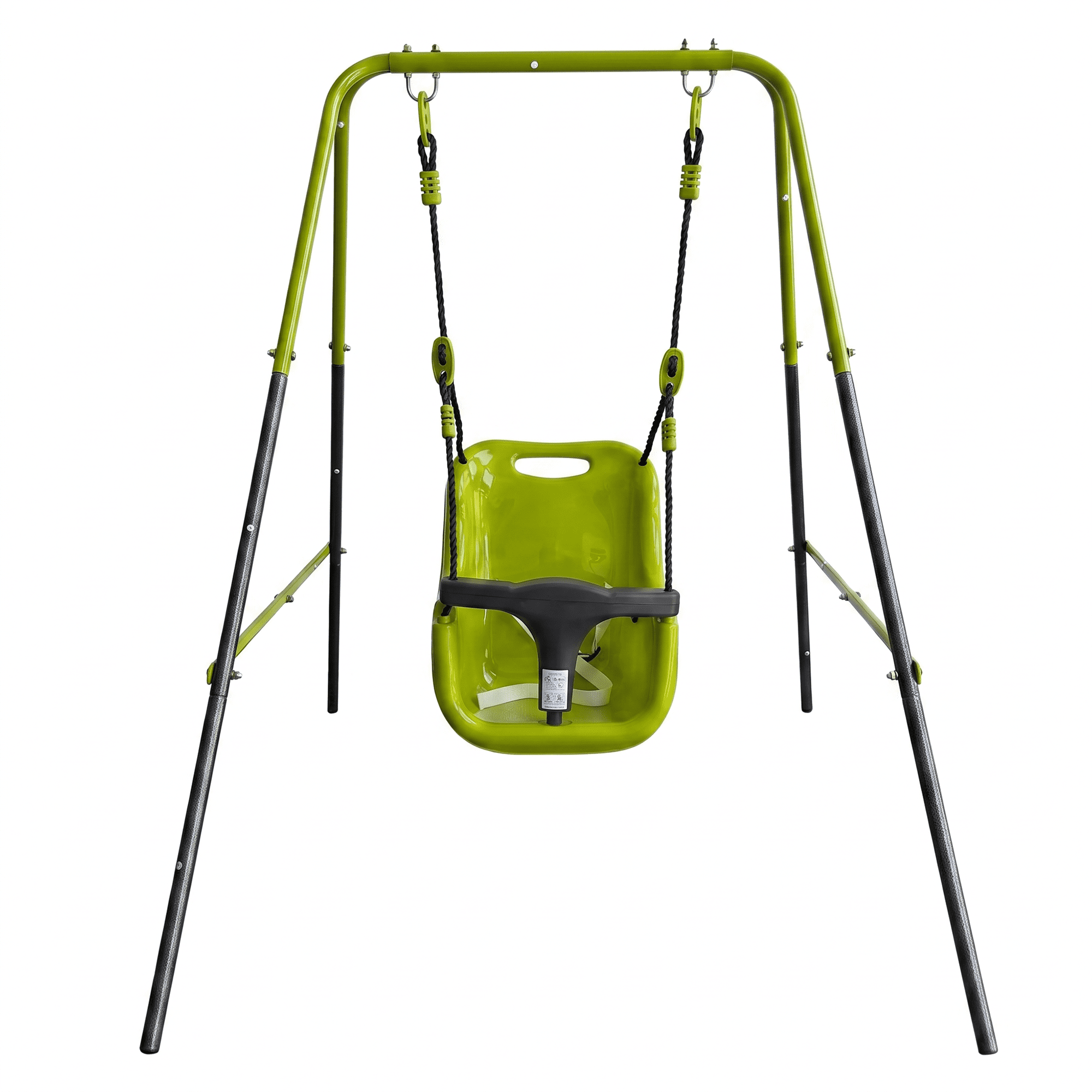 Indoor Outdoor Baby Swing with Safety Seat, Toddler Swing with Crotch Strap, Corrosion-Resistant Metal Frame for 6 Months to 2 Years Old, Max Load 25kg