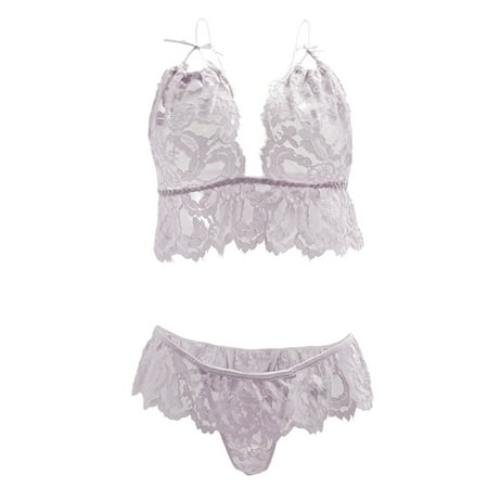 

Cathalem Sexy New Years Lingerie 2022 Lace Sexy Lingerie Sexy Suit Adult Underwear Mature Lingerie Sexy Halter Lingerie for Women Underwear Grey Medium