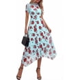 thumbnail image 2 of PRETTYGARDEN Cocktail Dresses for Women Summer Short Sleeve Floral Mesh Sheer Midi Party Wedding Guest Dress, 2 of 7