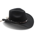 thumbnail image 4 of Sombrero de copa vaquero occidental Fieltro negro, 4 of 4