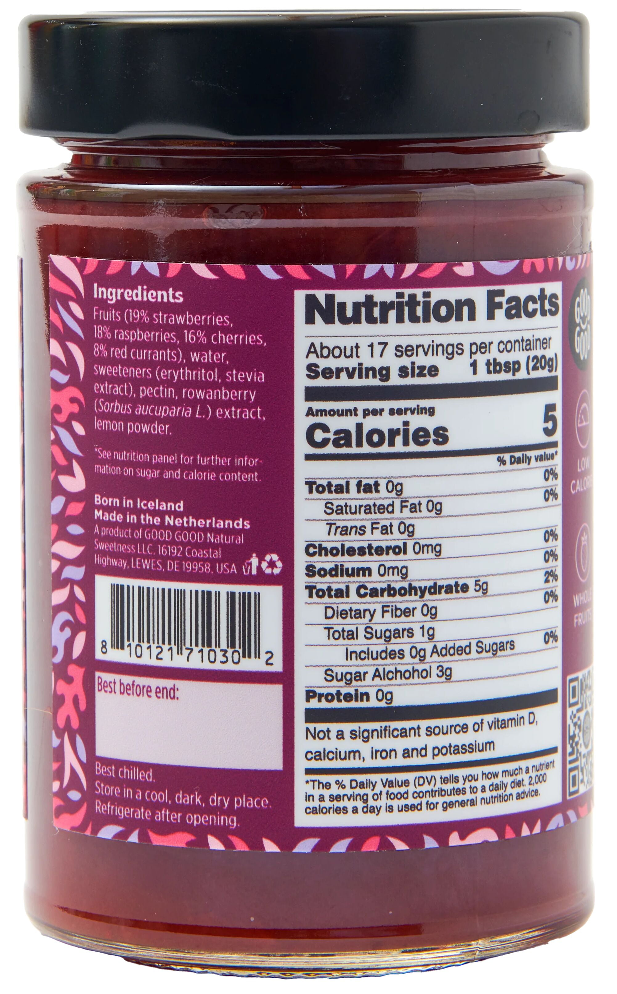GOOD GOOD Four Fruits Jam, No Added Sugar, Low Calorie, Keto Friendly, 12 oz, 2 pack