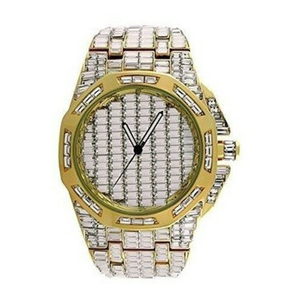 Master Of Bling Baguette AP Style Watch For Mens Lab Diamond Gold