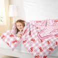 thumbnail image 3 of Catabedysis Preppy Letter W Full Size Comforter Sets For Girls,3D Cartoon Cherry Print Bedding Comforter Set,Pink Reversible,3 Pieces,1 Comforter and 2 Pillowcases, 3 of 7