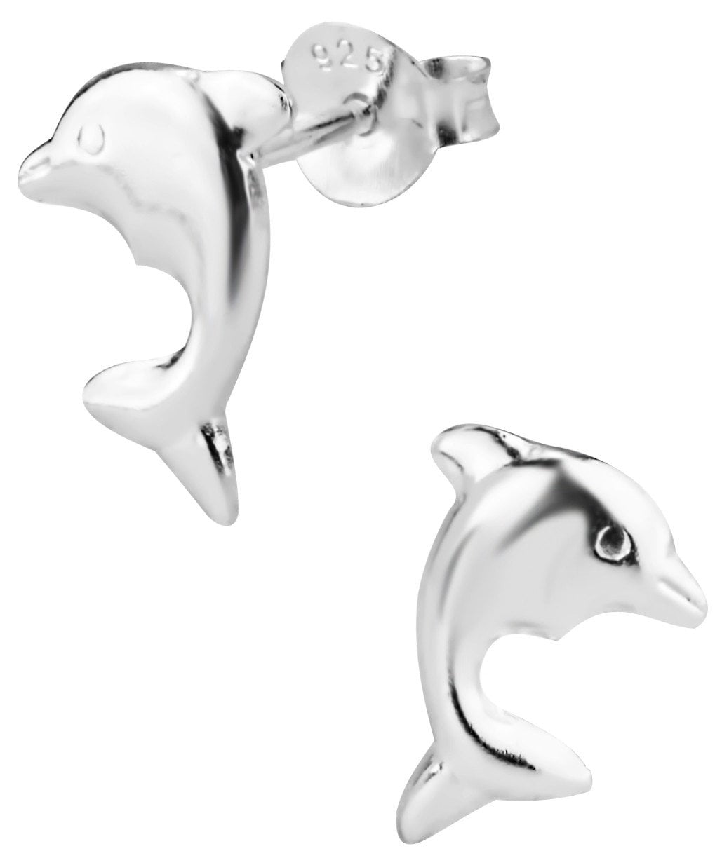 925 Sterling Silver Rainbow CZ Dolphin Enamel Stud Earrings Kids Girls Cute 