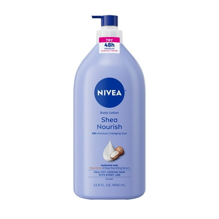 NIVEA Shea Nourish Body Lotion for Dry Skin with Hyaluronic Acid and Shea Butter, Value Size 33.8 fl oz
