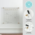 thumbnail image 4 of Martha Stewart Grayson Acrylic Dry Erase Wall Calendar with Dry Erase Marker and Mounting Hardware, 14" Square, Clear with Gold Print, 4 of 14